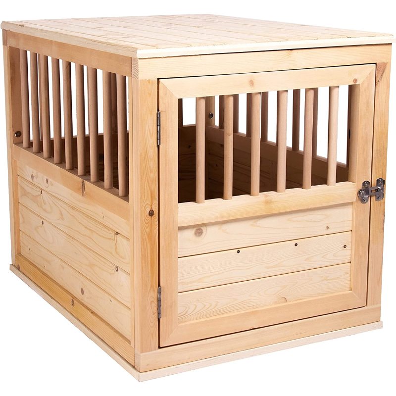 End Table Indoor Dog House Torched Farmhouse Style Dog Crate Furniture for Medium Dogs