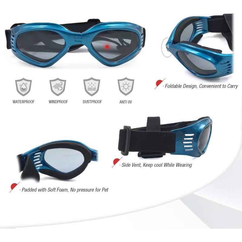 Windproof Motorcycle Dog Glasses Medium UV Protection Protection Adjustable Bulldog Sunglasses