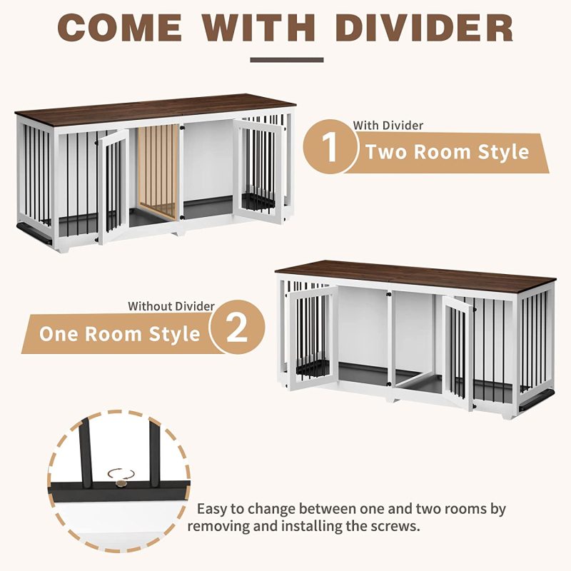 Divider Wooden Dog Crate Kennel Cage Furniture