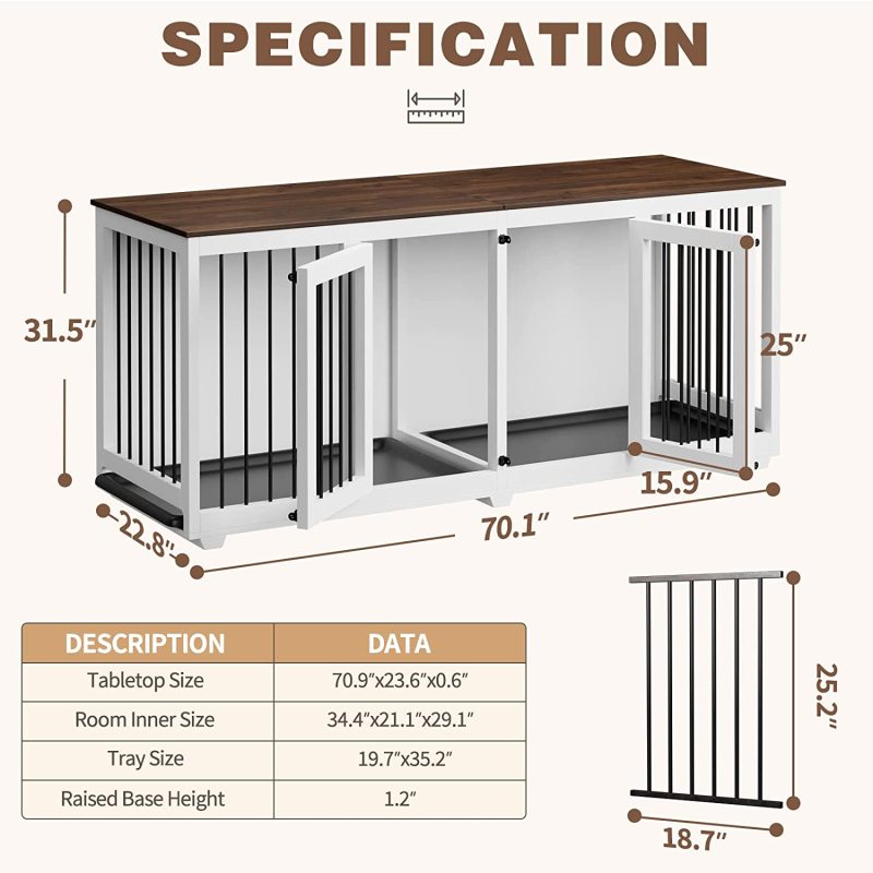 Divider Wooden Dog Crate Kennel Cage Furniture