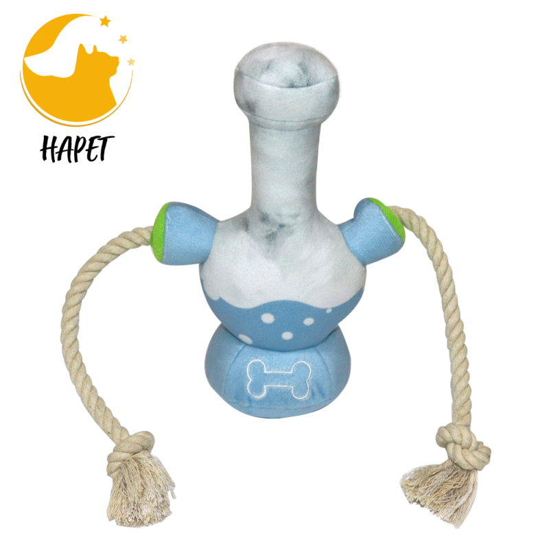 Durable Dog Plush Toys Chew Guard Rope Squeaker Soft Toys