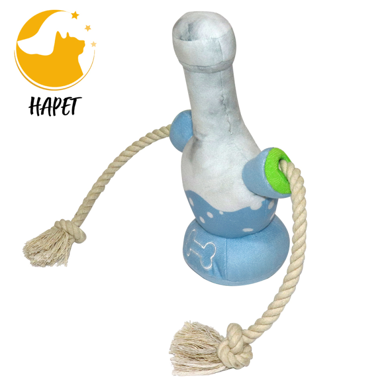 Durable Dog Plush Toys Chew Guard Rope Squeaker Soft Toys