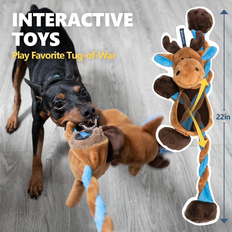 Reindeer Dog Squeaky Toys: Cute Plush Stuffed Puppy Chew Toy with 6 Squeaker for Small | Medium Breed