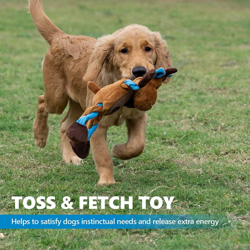 Reindeer Dog Squeaky Toys: Cute Plush Stuffed Puppy Chew Toy with 6 Squeaker for Small | Medium Breed