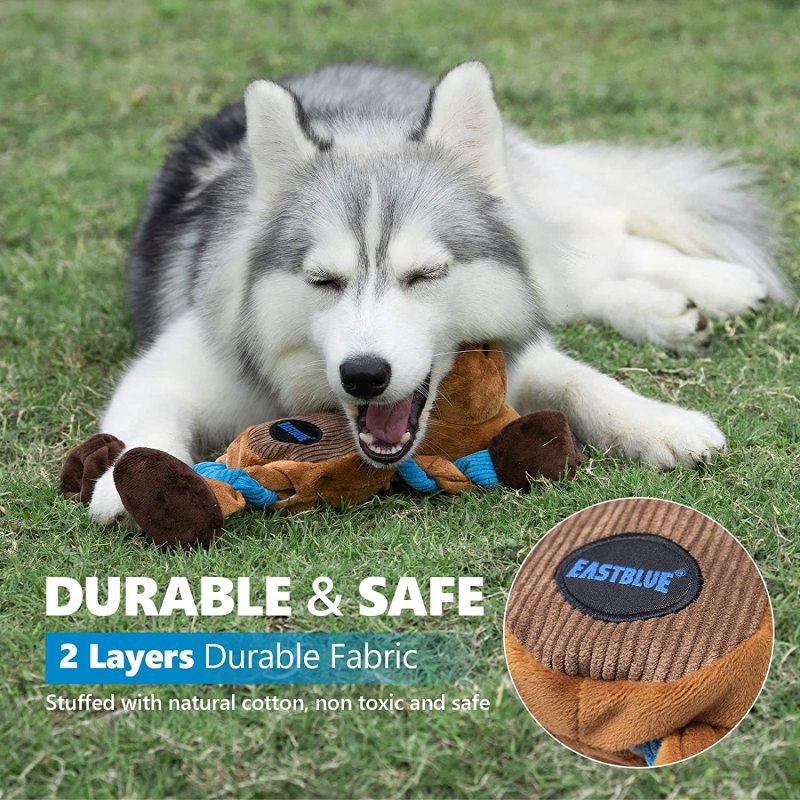 Reindeer Dog Squeaky Toys: Cute Plush Stuffed Puppy Chew Toy with 6 Squeaker for Small | Medium Breed