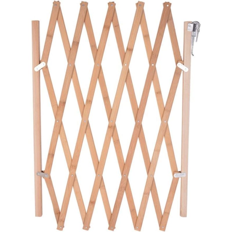 Haustiertor, erweiterbarer Hundezaun, Holz-Fliegengitter, Akkordeontore, tragbar für Türöffnungen, Hundetor, Haustiersicherheit, Terrasse, Garten, Rasen