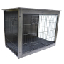 Dog Kennel with Wood and Mesh Furniture Corner Dog House Crate with Cushion