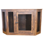 Dog Kennel with Wood and Mesh Furniture Corner Dog House Crate with Cushion