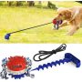 Dog-tug-of-war toy-Fix the tie-out stick on the lawn or soft ground, or directly wrap the elastic rope