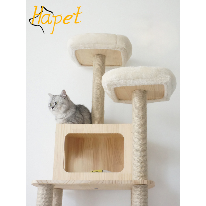 Cat Tree Play House With Scratching Post Wooden House For Kitty cat tree house