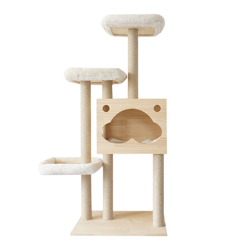 Cat Tree Play House With Scratching Post Wooden House For Kitty cat tree house
