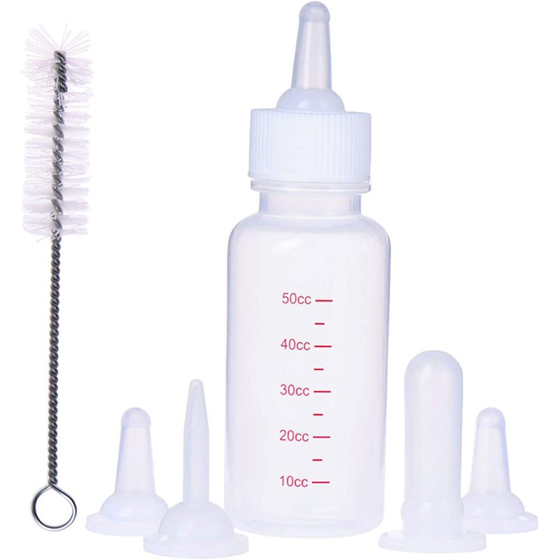 DoubleWood Pet Nursing Bottle Kits Nursing Bottle Kits Replacement Nipple Cat Feeding Bottle for Newborn Kittens, Puppies