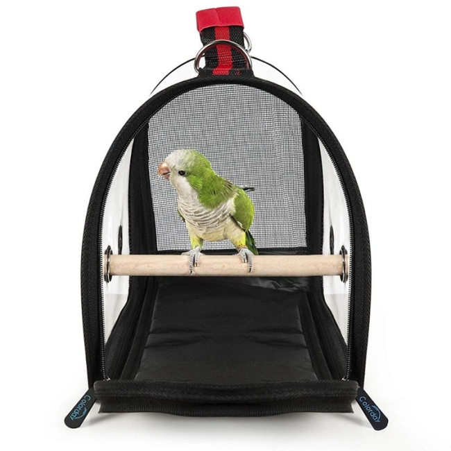 Wholesale Custom Lightweight Bird Travel Cage Pet Carrier Travel Bag Transparent Breathable Birdcage Bag With Perch
