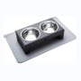 Silicone Mat Pet Bowls with Stainless Steel Dog Food and Water Bowls