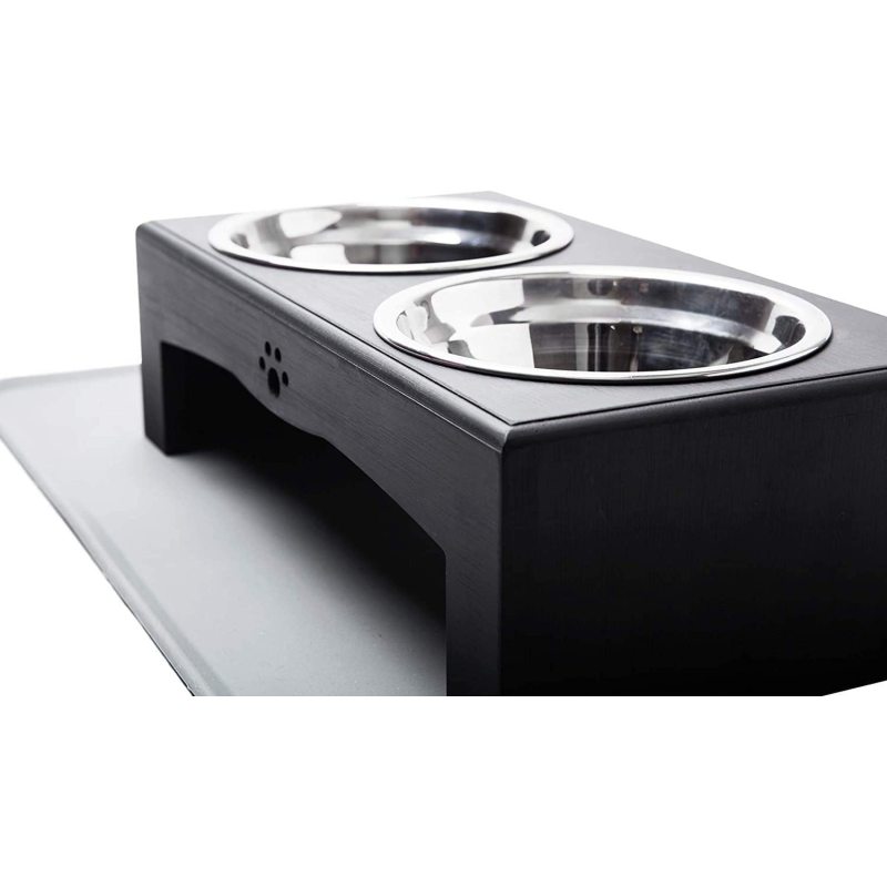 Silicone Mat Pet Bowls with Stainless Steel Dog Food and Water Bowls