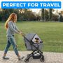Travel Carrier Pet Stroller Easy One Click Folding Pull Behind Compact Design - Soft Ride Animal Wagon with Storage Pockets