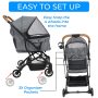 Travel Carrier Pet Stroller Easy One Click Folding Pull Behind Compact Design - Soft Ride Animal Wagon with Storage Pockets