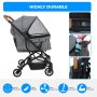 Travel Carrier Pet Stroller Easy One Click Folding Pull Behind Compact Design - Soft Ride Animal Wagon with Storage Pockets