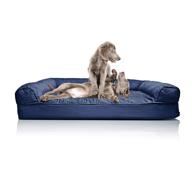 Blue Orthopedic Memory Foam Waterproof Luxury Custom Breathable Cotton Cover Dog Bed