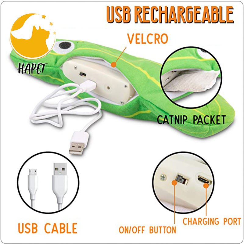 Interactive Electric Realistic Flopping Wiggling Moving Fish Potent Catnip and Cat Toy