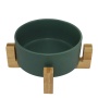 Cat Bowls, Puppy Ceramic Food and Water Bowls Set, Indoors White Pet Bowls with Wood Stand