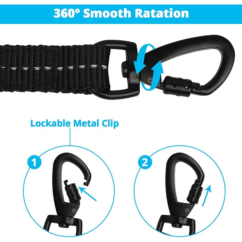 Comfortable Padded Handle Reflective Bungee Dog Leash  for Walking