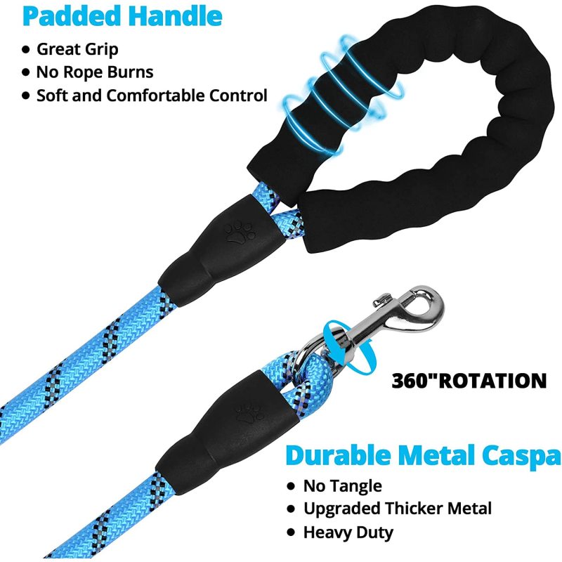 Comfortable Padded Handle Reflective Bungee Dog Leash  for Walking
