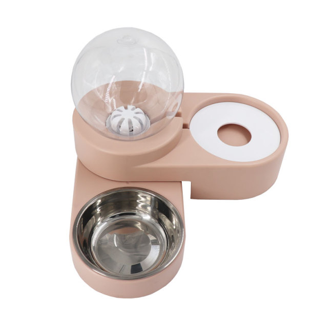 2 in 1 Pet Automatic Water Dispenser and Food Bowl Set Cat Dog Feeder Bowl Gravity Waterer No-Spill Snail Shape Water Foutains