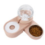 2 in 1 Pet Automatic Water Dispenser and Food Bowl Set Cat Dog Feeder Bowl Gravity Waterer No-Spill Snail Shape Water Foutains