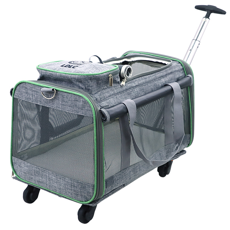 Foldable 20 kg medium and large pet trolley bag breathable pet tug out cat dog breathable cage
