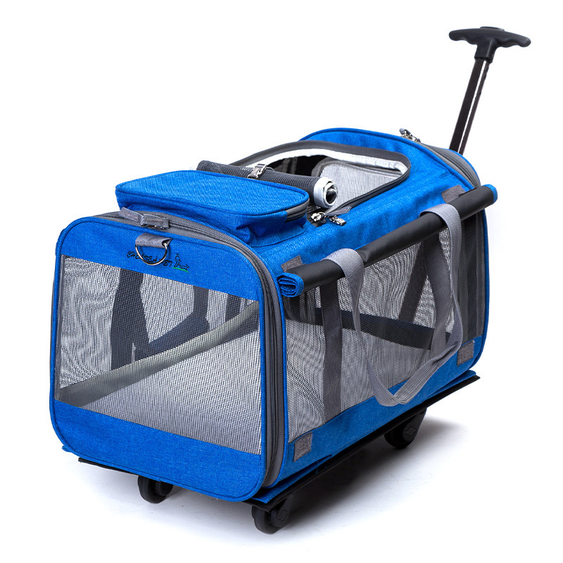 Foldable 20 kg medium and large pet trolley bag breathable pet tug out cat dog breathable cage