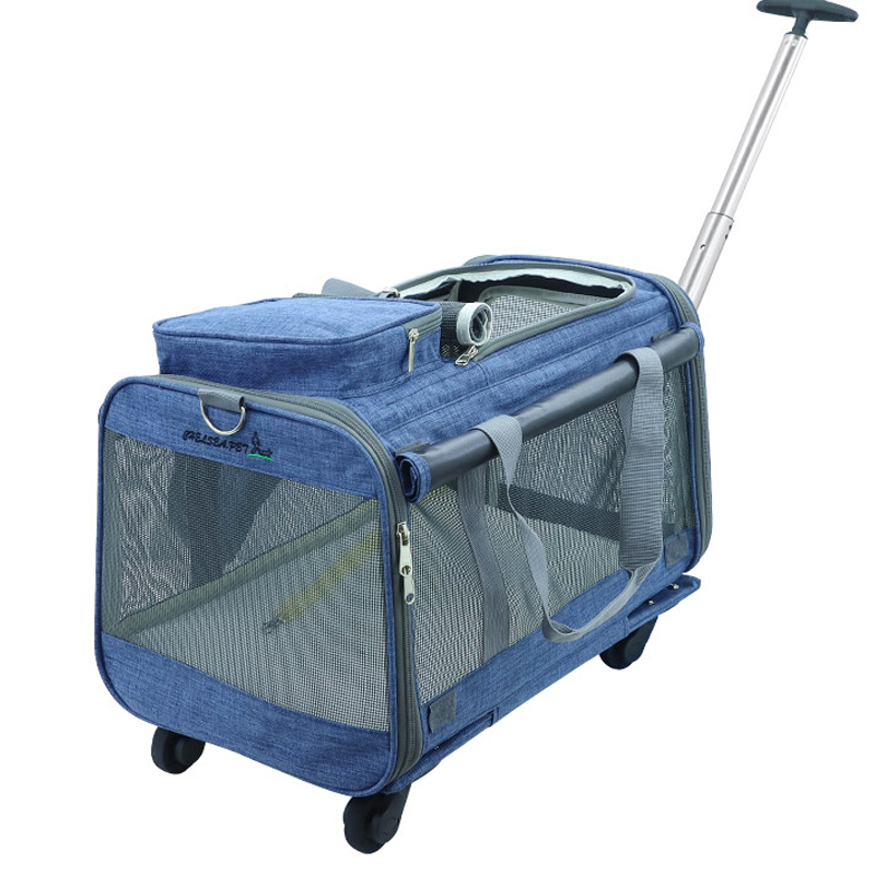 Foldable 20 kg medium and large pet trolley bag breathable pet tug out cat dog breathable cage