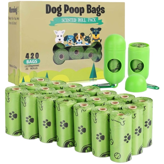 Biodegradable Poop Bags for Dogs, Leak Proof, Eco-Friendly Dog Waste Disposal Bags Refill Rolls with 2 Free Dispenser