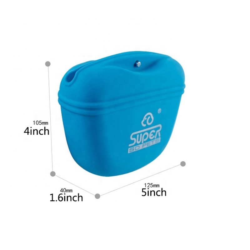 silicone new design hands free dog training treat pooch pouch big botton clicker dog treat