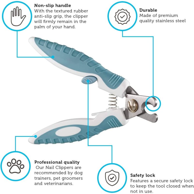 Paws & Pals Dog Nail Clipper Trimmer Scissors for Large or Small Cats and Pets Stainless Steel Grooming Tool with Safety