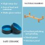 Ceramic Dog Bowl with Wood Stand Non-Slip Matte Glaze Weighted Food Water Set