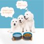 Ceramic Dog Bowl with Wood Stand Non-Slip Matte Glaze Weighted Food Water Set
