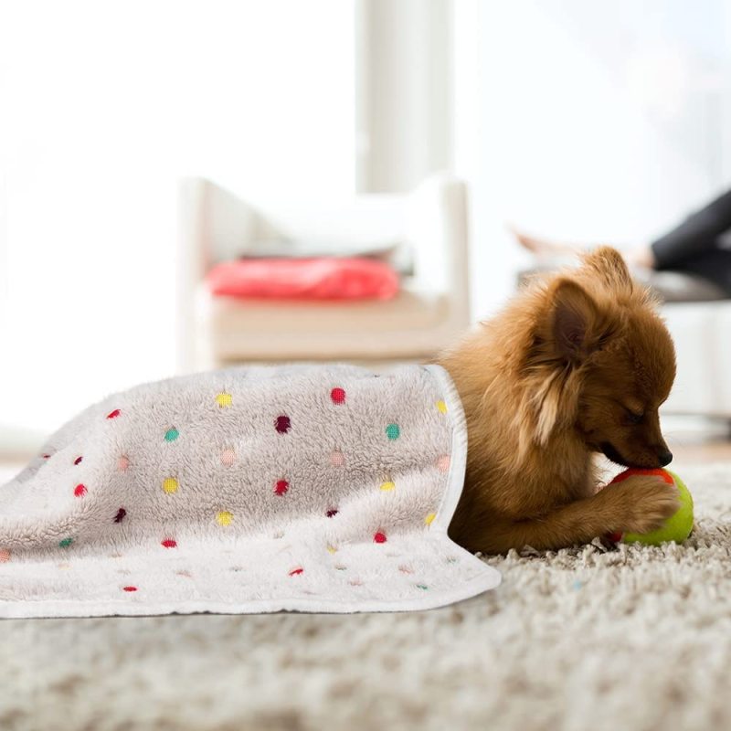 Dog Blankets for Small Dogs,Fleece Puppy Blankets Paw Print Pattern Throw for Pet, Small Dog Kitten Blankets Washable