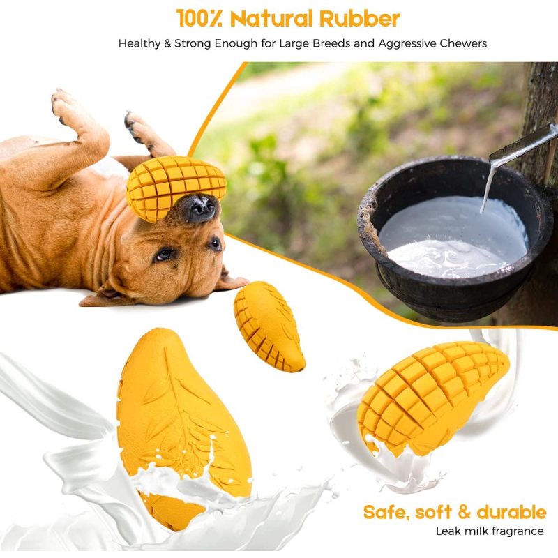 Mango Dog Chew Toys for Aggressive Chewer- Lifetime Replacement Guarantee, Indestructible Interactive Treat Toys