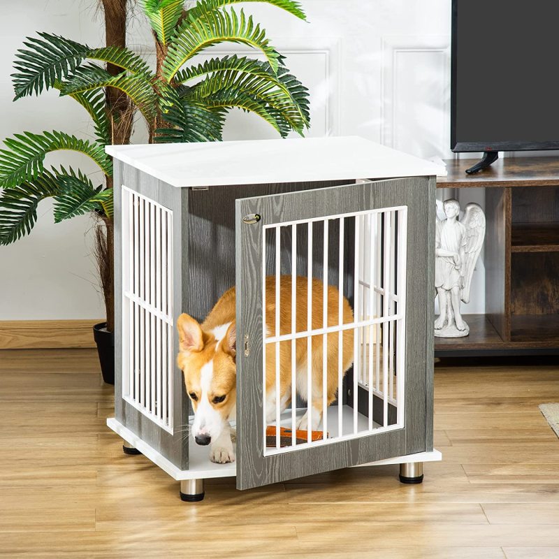 Pet Crate Indoor Animal Lockable Door Dog Kennel Furniture End Table