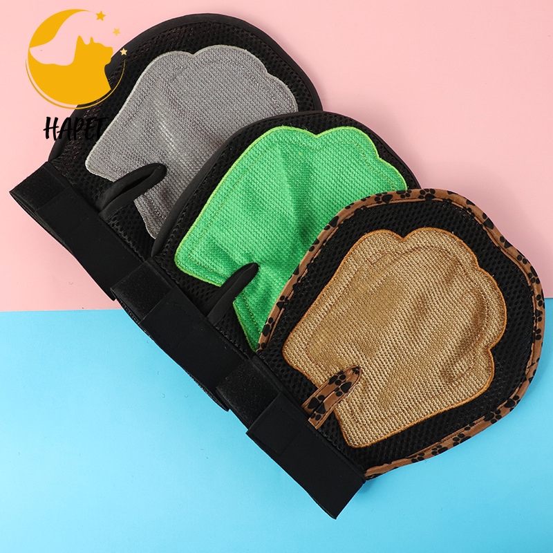 Pet Grooming Massage Mitten on Wet or Dry Hair Light Weight Breathable Mesh Fabric with Soft Silicone Tips and Fur Remover
