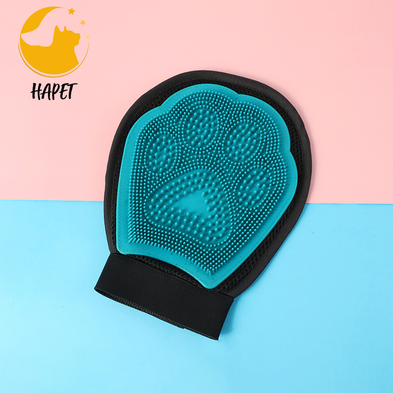 Pet Grooming Massage Mitten on Wet or Dry Hair Light Weight Breathable Mesh Fabric with Soft Silicone Tips and Fur Remover