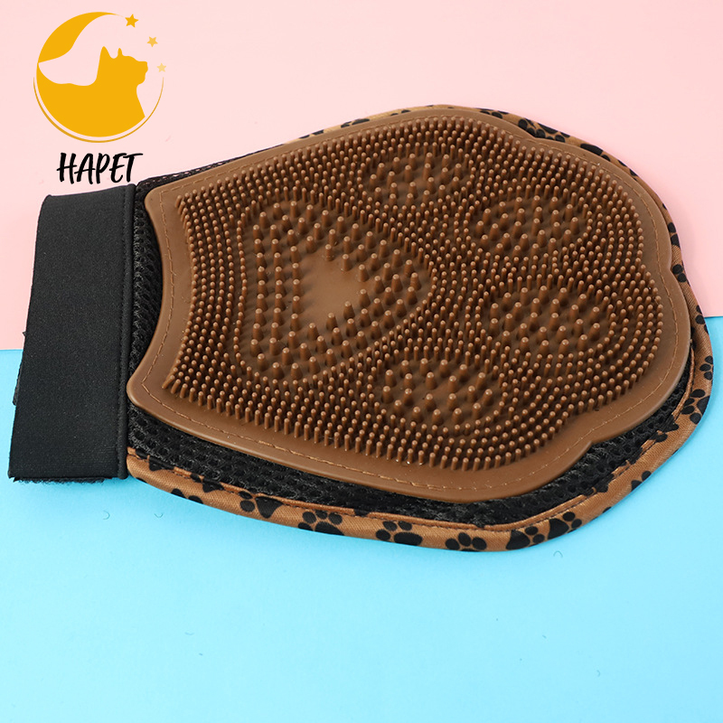 Pet Grooming Massage Mitten on Wet or Dry Hair Light Weight Breathable Mesh Fabric with Soft Silicone Tips and Fur Remover