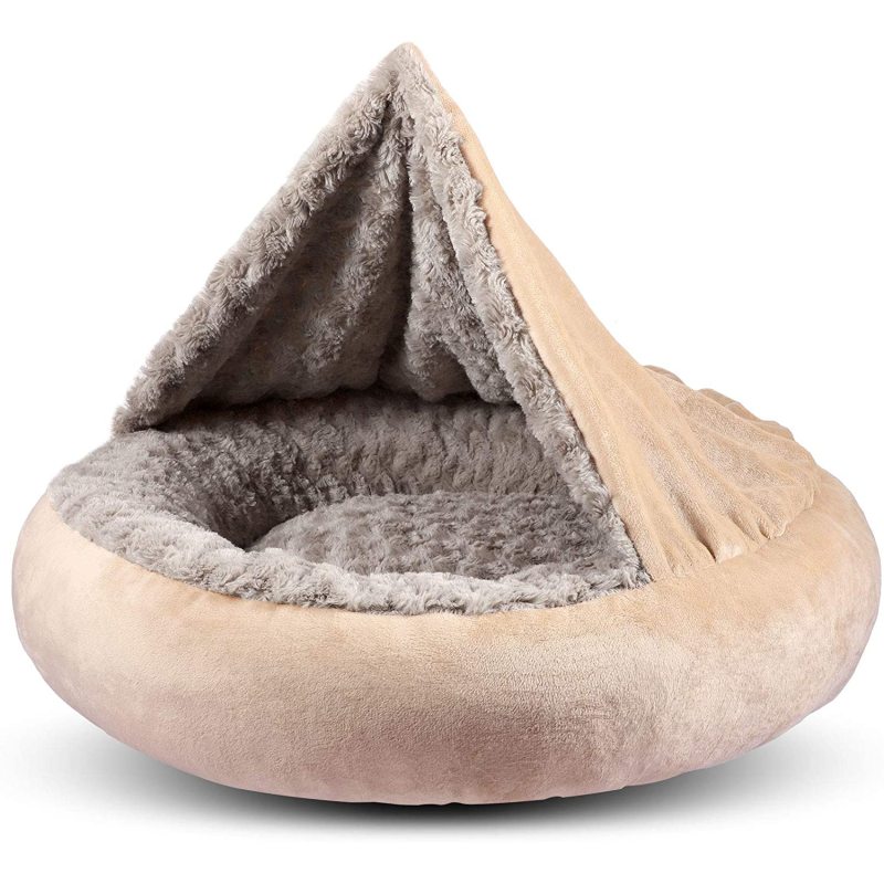 Self Warming Round Donut Cat Dog Cushion Bed House Indoor Calming Cave Hooded Blanket Pet Bed luxurious Washable Pet Bed Mat