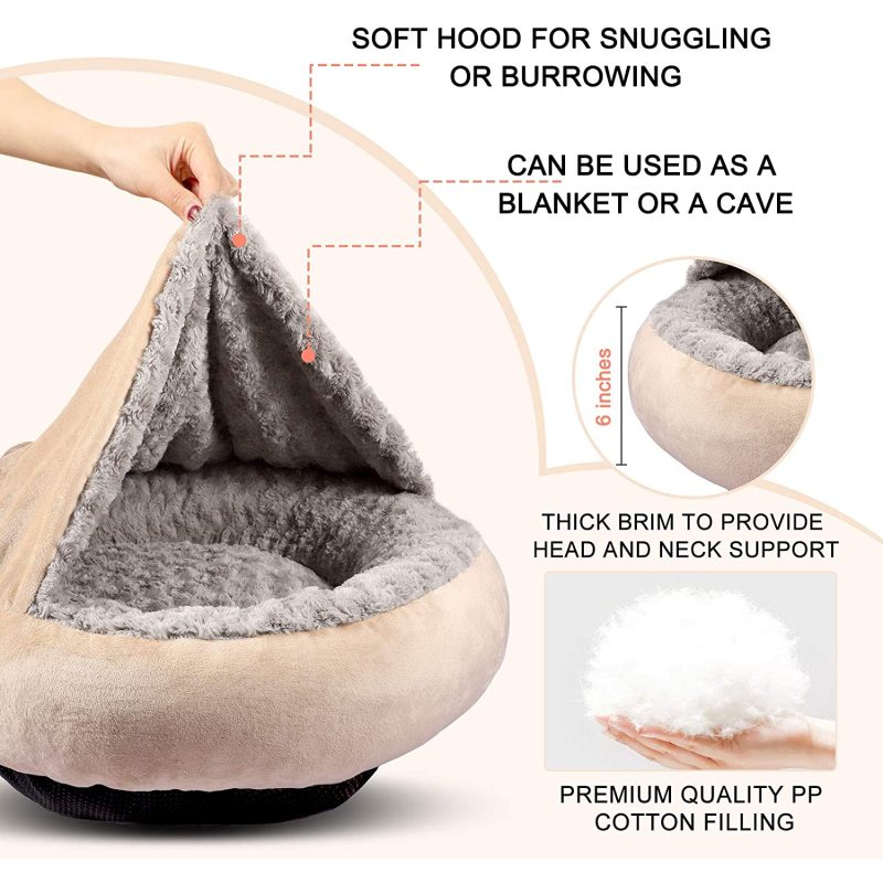 Self Warming Round Donut Cat Dog Cushion Bed House Indoor Calming Cave Hooded Blanket Pet Bed luxurious Washable Pet Bed Mat