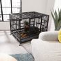 Indestructible Duty Dog Crate Cage Double Door and Removable Tray Design