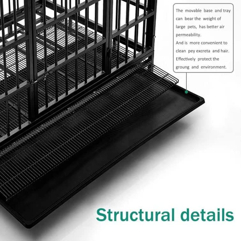 Indestructible Duty Dog Crate Cage Double Door and Removable Tray Design
