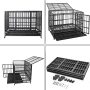 Indestructible Duty Dog Crate Cage Double Door and Removable Tray Design