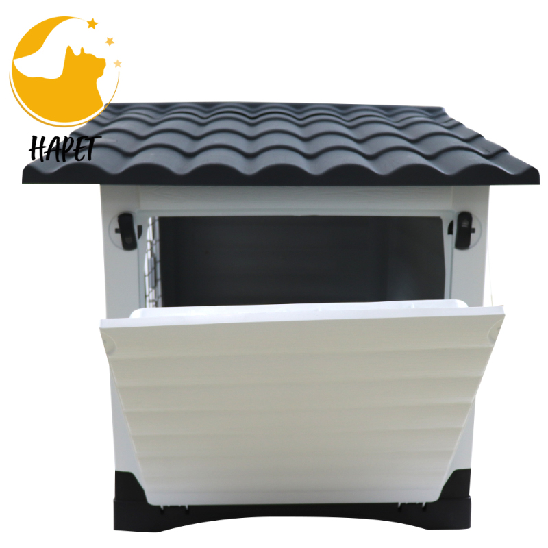 Dog House Pet Shelter with Steel Door Durable Waterproof Outdoor Indoor Kennel