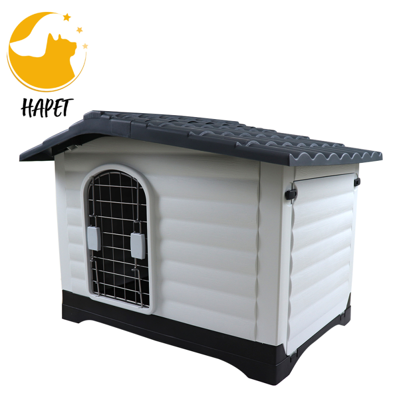 Dog House Pet Shelter with Steel Door Durable Waterproof Outdoor Indoor Kennel